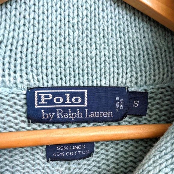 Polo by Ralph Lauren Rare Linen Patch Shawl Collar Sweater - Picture 6 of 6